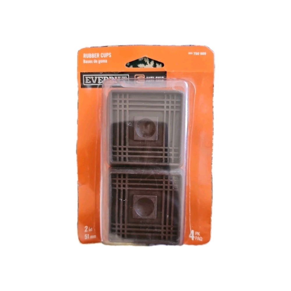 (4-Pk) Everbilt Square Furniture Cups Rubber Brown 2 750 989